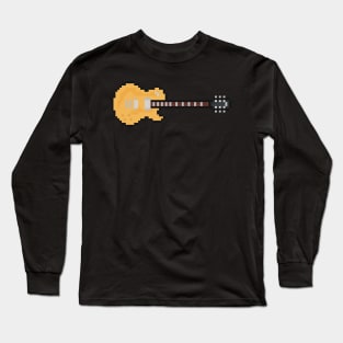 Pixel Light Golden Blackout Guitar Long Sleeve T-Shirt